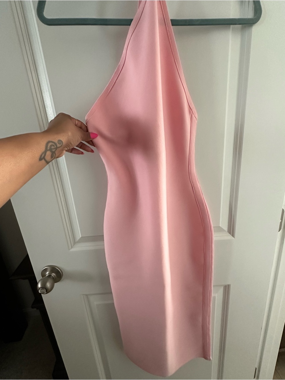 Luxe One-Shoulder Pink Bodycon Dress